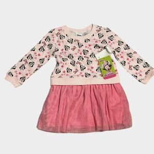 NWT Disney Minnie Mouse Sweatshirt tutu dress long sleeved - Size 12 months
